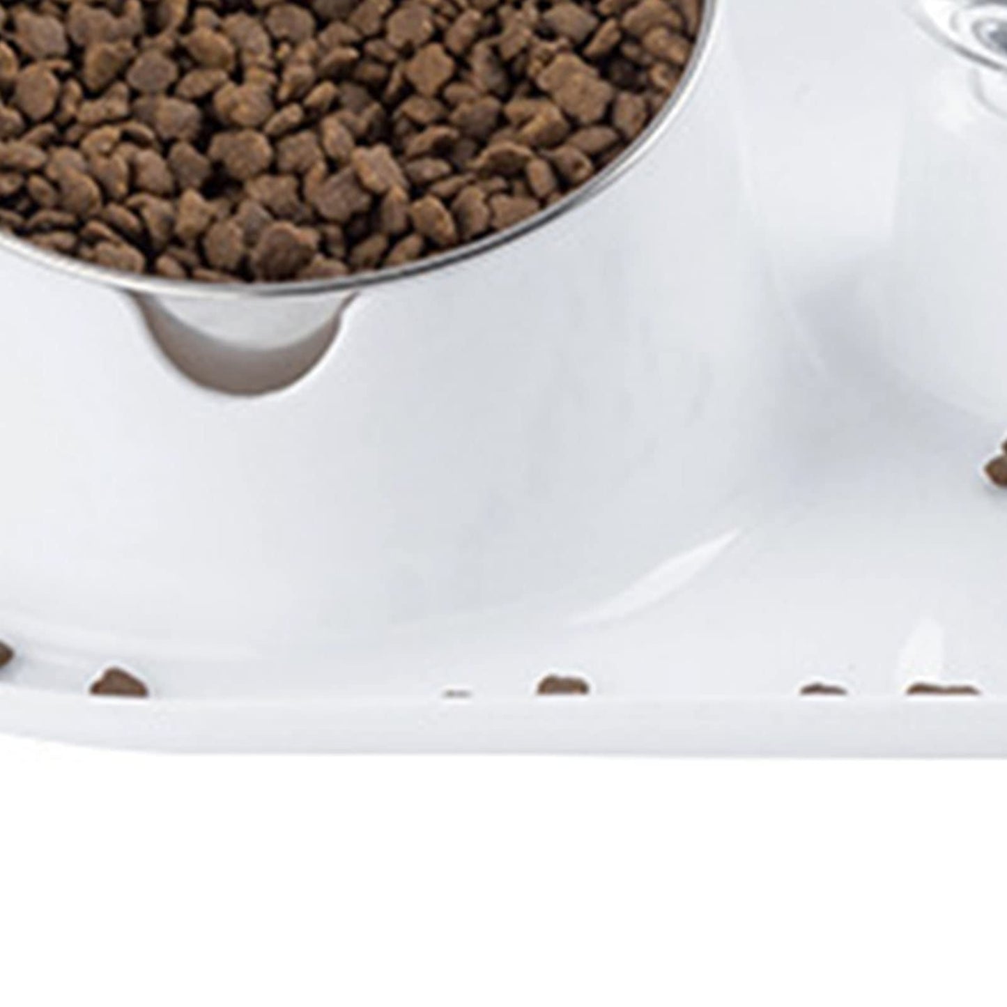 Double Dog Cat Bowls, Raised Pets Water and Food Bowl Set with Automatic Water Dispenser Bottle, 2 in 1 Detachable Cat Food Dispenser with Wet and Dry Food Bowl for Cats and Small Dogs Kitten(White)