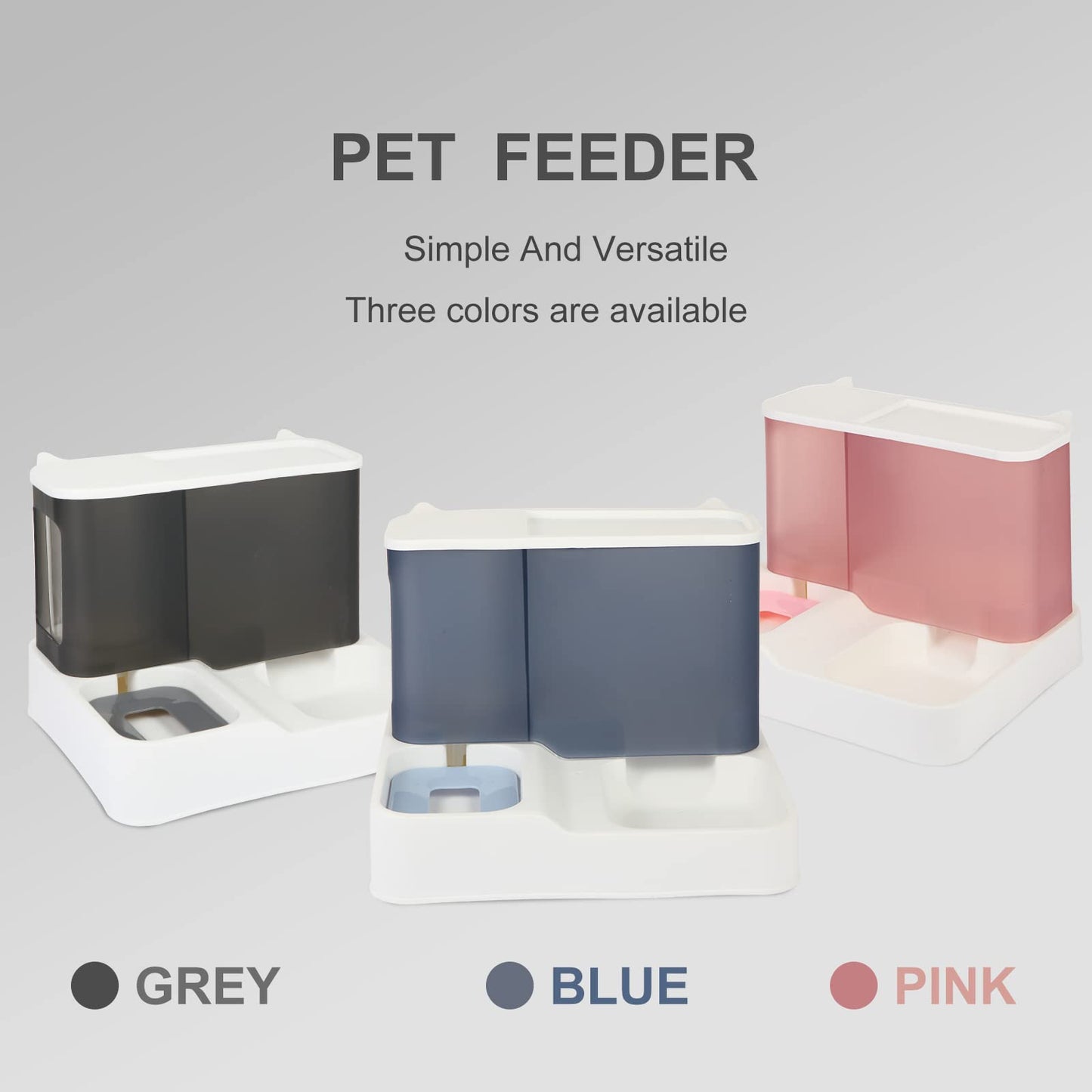 Anhixuse Automatic Cat Feeder,Dog Feeder,Pet Gravity Feeder,2 in 1 Gravity Cat Food and Water Bowl Set,Automatic Water Dispenser and Food Dispenser 2 in 1 for Small and Medium Dogs, Cats,Pets(Grey)
