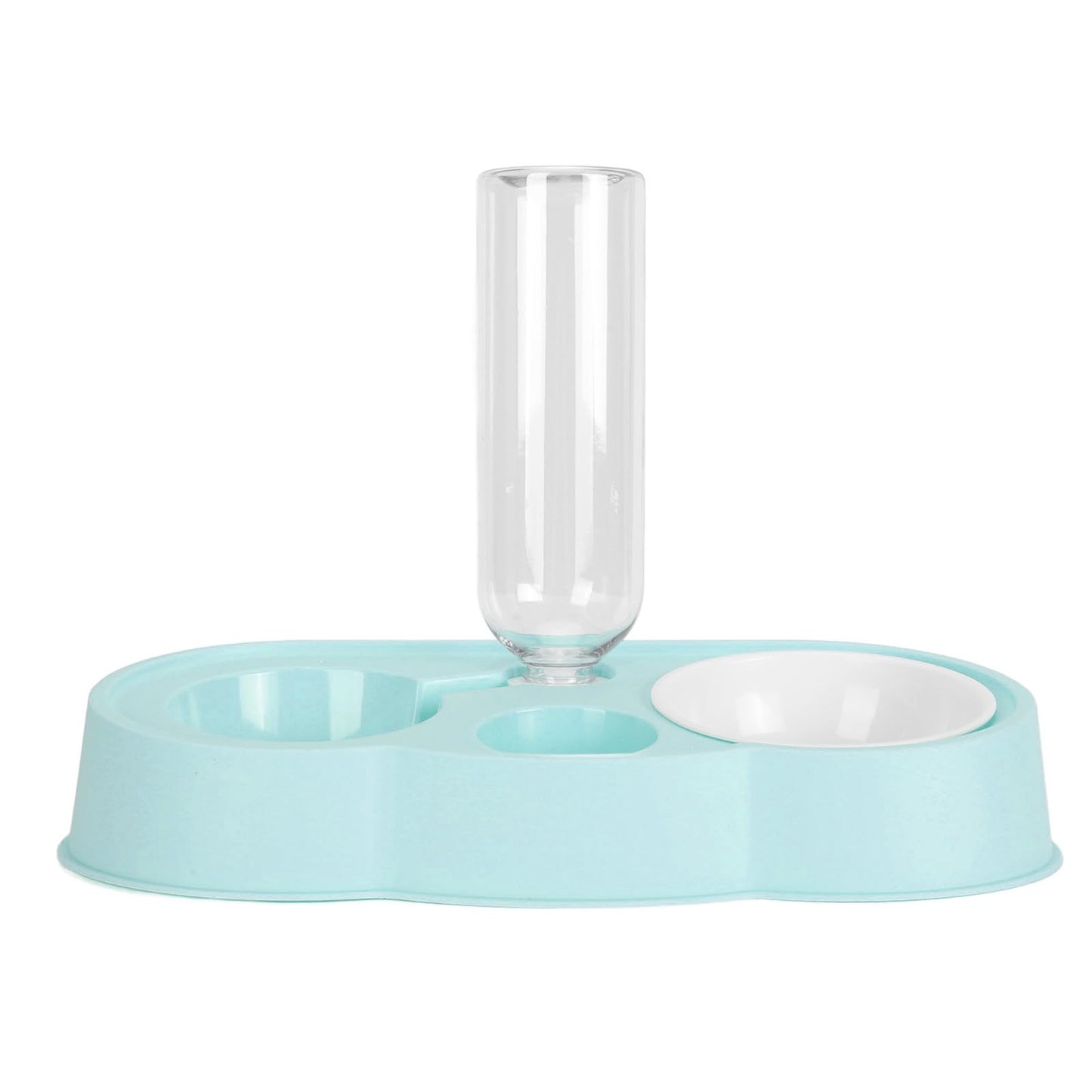 TITA-DONG Double Dog Cat Bowls, Pet Water and Food Bowl Set with Automatic Gravity Water Dispenser Bottle, Stable Prevent Slip Double Pet Bowls Raised Pet Feeder Bowl for Cats Small Dogs(Blue)