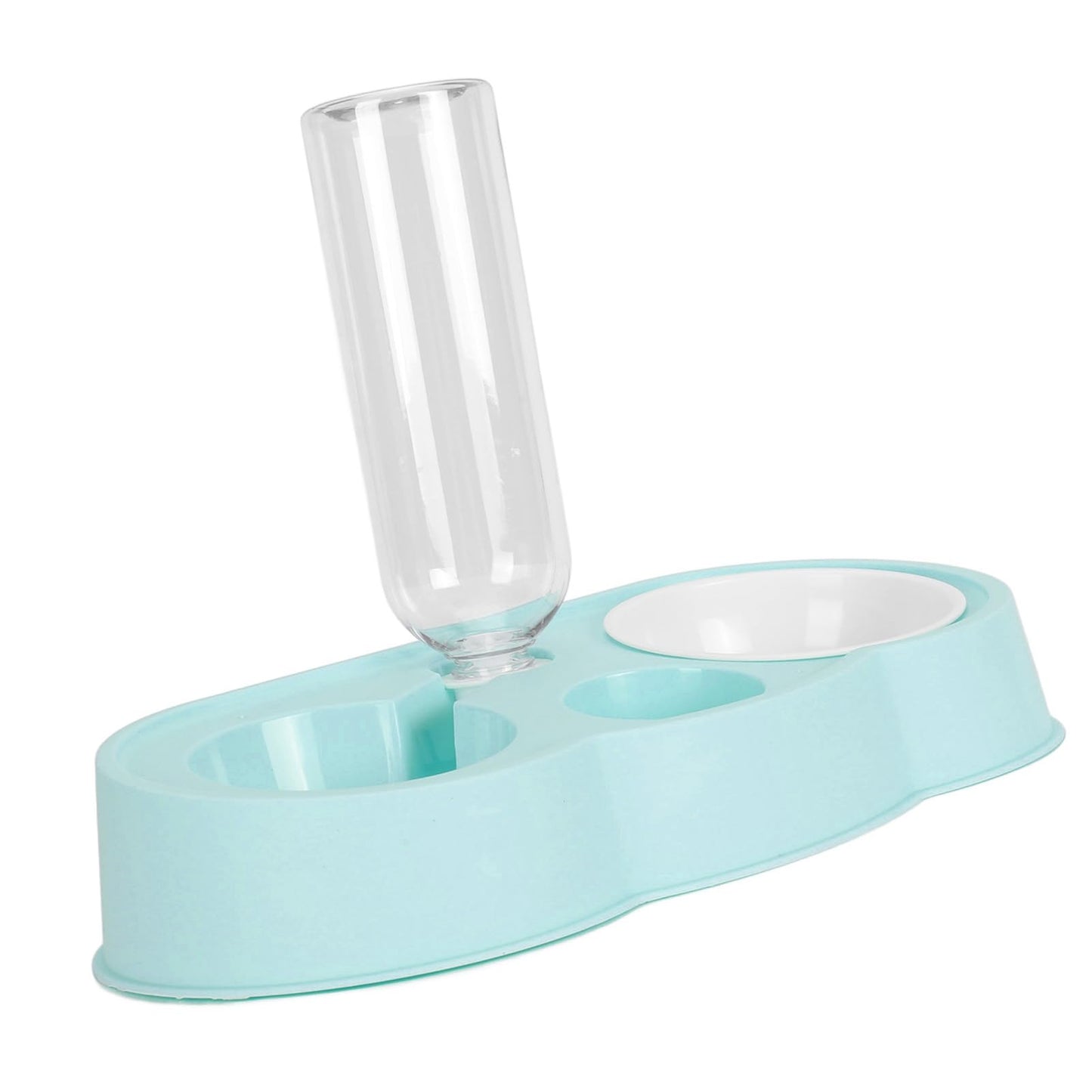 TITA-DONG Double Dog Cat Bowls, Pet Water and Food Bowl Set with Automatic Gravity Water Dispenser Bottle, Stable Prevent Slip Double Pet Bowls Raised Pet Feeder Bowl for Cats Small Dogs(Blue)