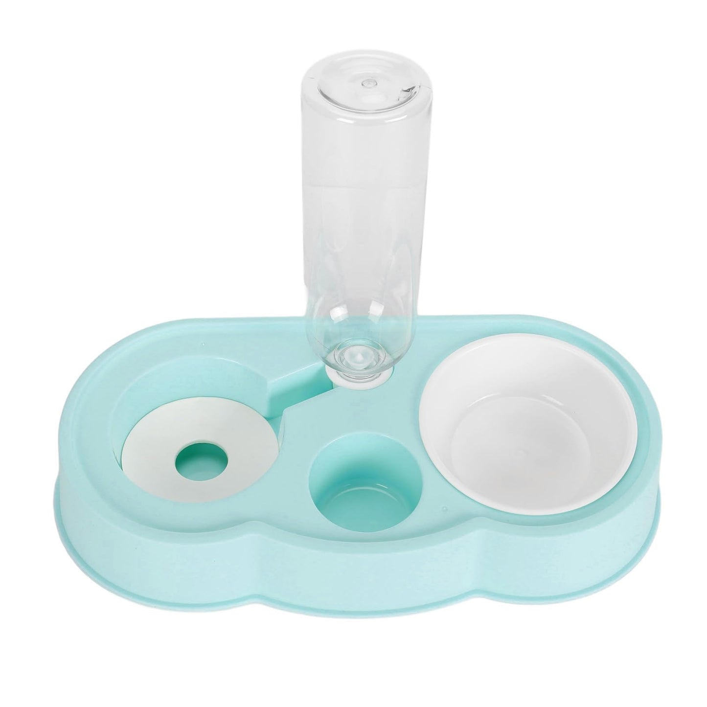TITA-DONG Double Dog Cat Bowls, Pet Water and Food Bowl Set with Automatic Gravity Water Dispenser Bottle, Stable Prevent Slip Double Pet Bowls Raised Pet Feeder Bowl for Cats Small Dogs(Blue)