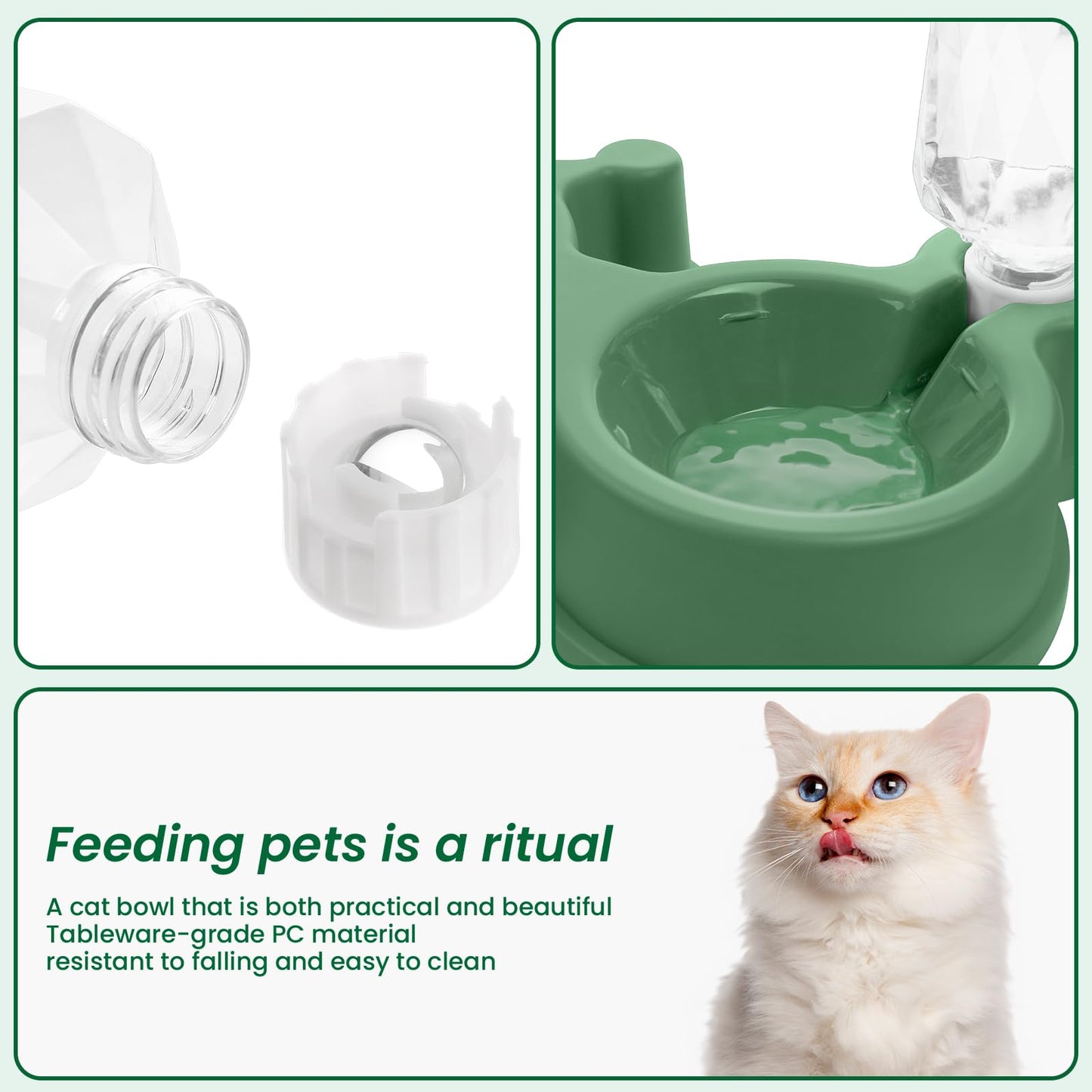 Cat Bowls, Dog Food and Water Bowl Set with Water Dispenser for Cats and Small Dogs