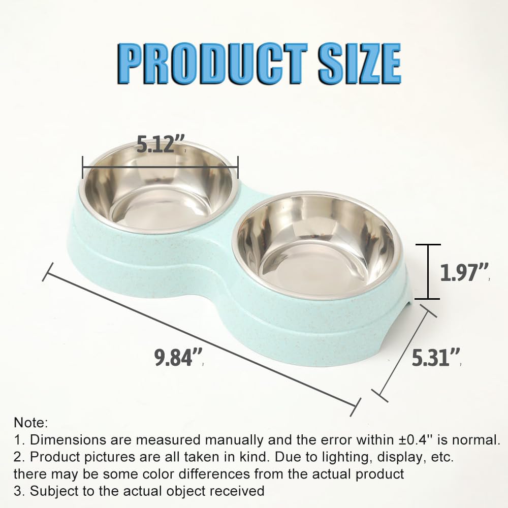 AKEISHE Double Cat Food and Water Bowl Set - Stainless Steel Bowls with Easy-to-Clean Detachable Design, Non-Slip Base, Pet Feeder for Kittens and Medium Cats