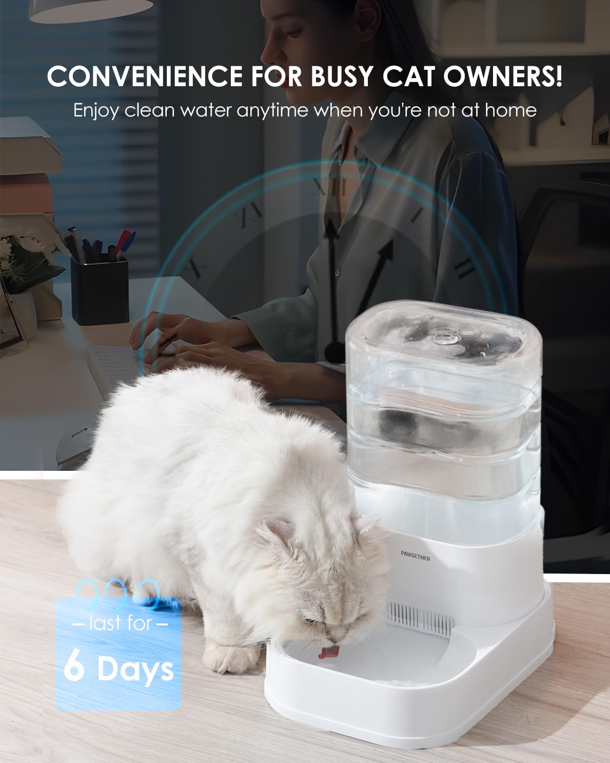 PAWGETHER® 2 Pack Gravity Cat Feeder and Water Dispenser 1 Gallon/3.5L Automatic Cat and Dog Feeder and Watererer with Pet Food Bowl for Puppy Kitten Rabbits