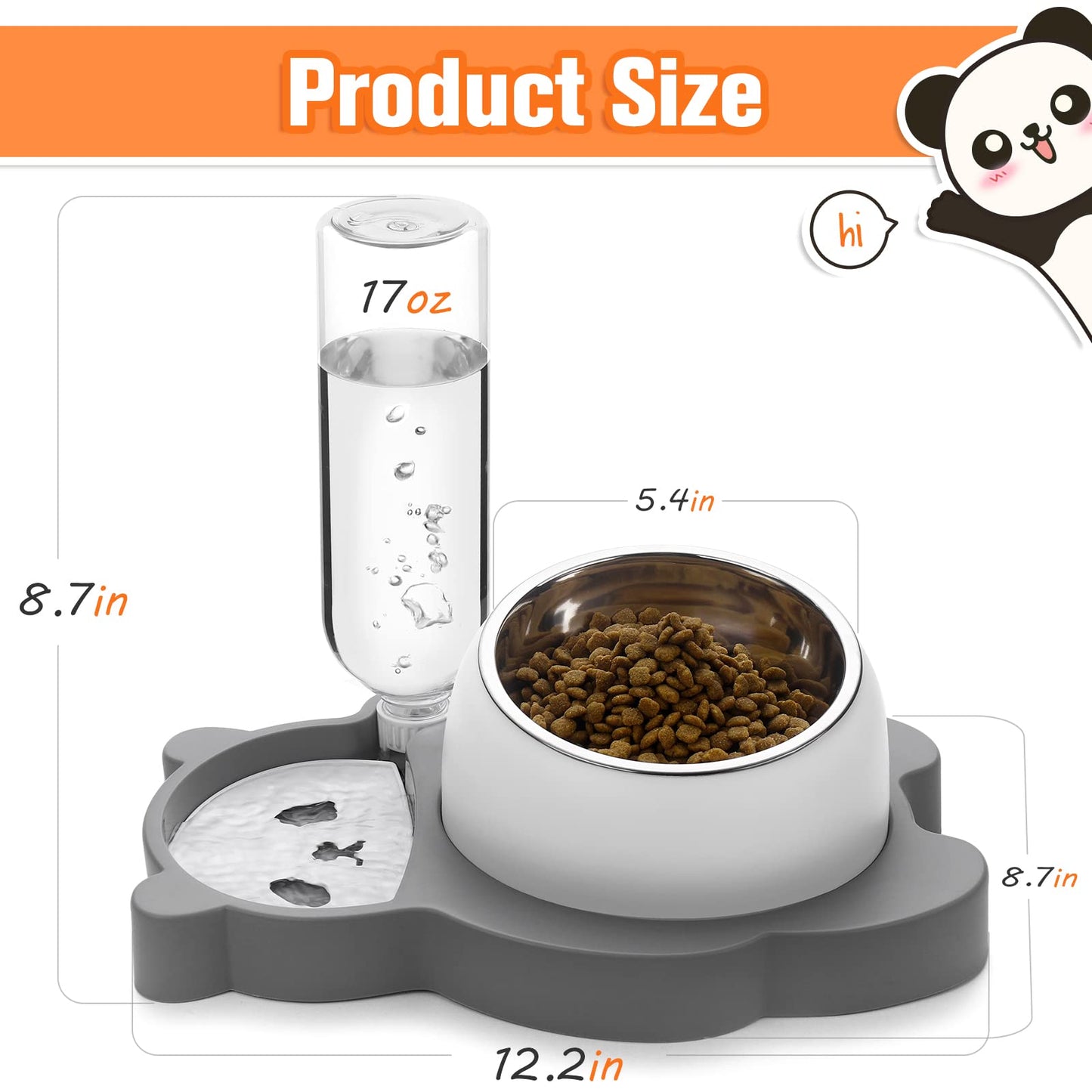 Elevated Dog Cat Bowls, Tilted Cat Food and Water Bowl Set with Water Dispenser and Stainless Steel Bowl for Cats and Small Dogs