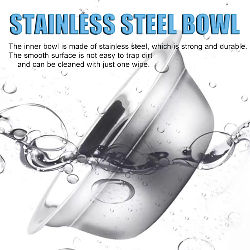 AKEISHE Double Cat Food and Water Bowl Set - Stainless Steel Bowls with Easy-to-Clean Detachable Design, Non-Slip Base, Pet Feeder for Kittens and Medium Cats