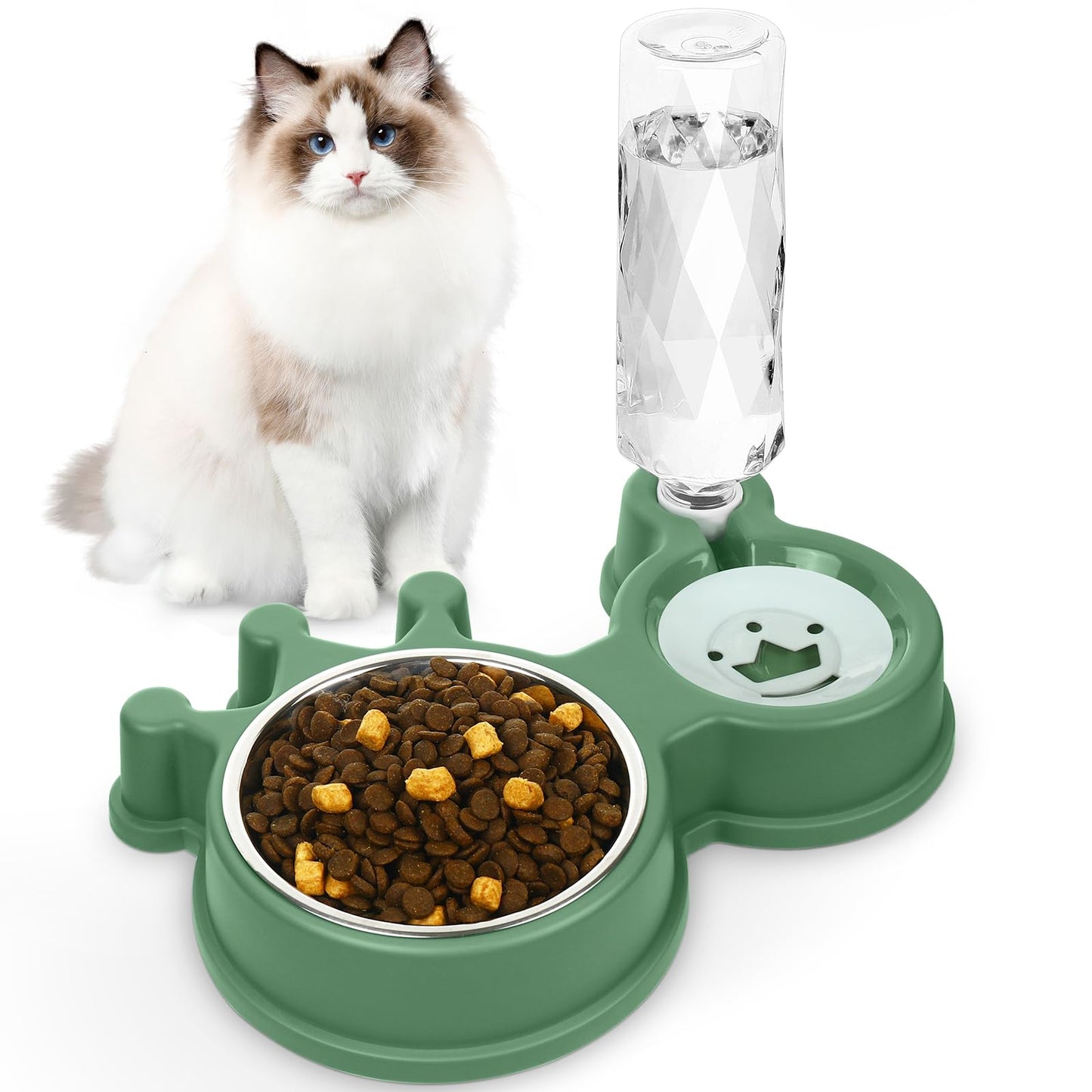 Cat Bowls, Dog Food and Water Bowl Set with Water Dispenser for Cats and Small Dogs