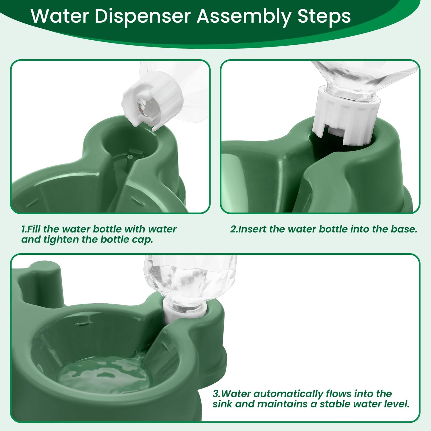Cat Bowls, Dog Food and Water Bowl Set with Water Dispenser for Cats and Small Dogs