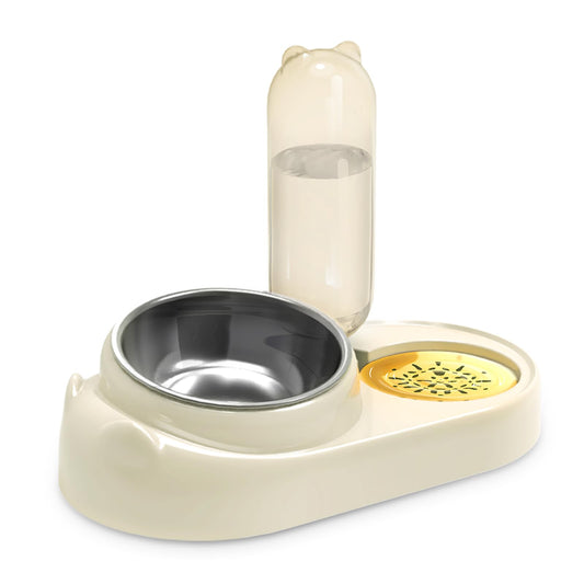 Marchul Cat Bowl, Stainless Steel Cat Food Bowl, Tilted Cat Food and Water Bowl Set, Puppy Bowl with Gravity Water Bowl, Raised Cat Dish for Cats and Small Dogs